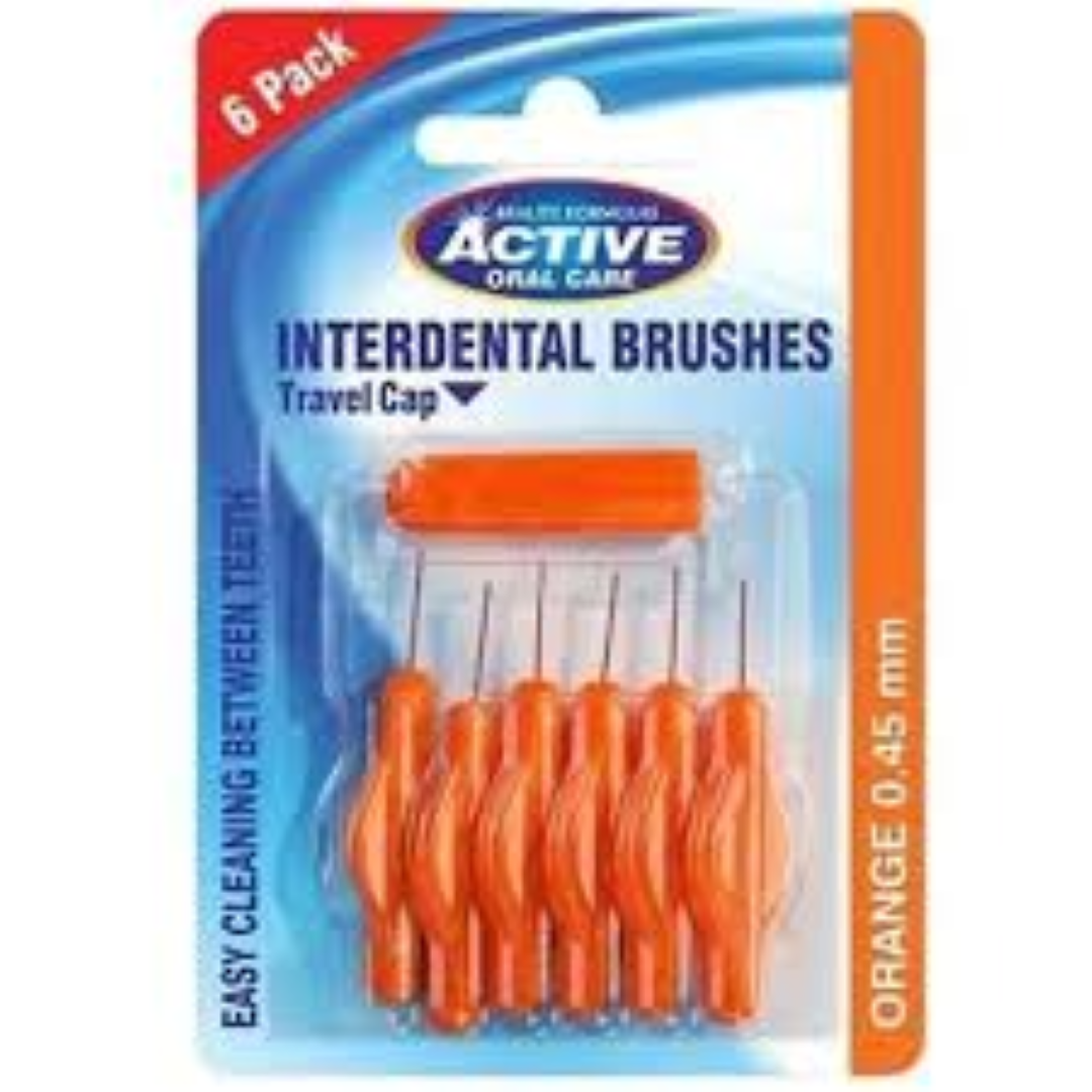 ACTIVE INTERDENTAL BRUSHES ORANGE 6PK
